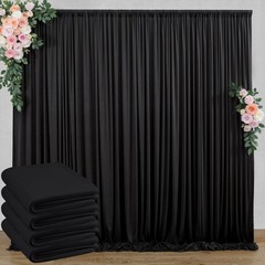 20 ft x 10 ft Wrinkle Free Black Backdrop Curtain for Parties, 4 Panels 10ft …