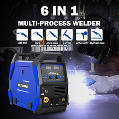 200A -110V/220V 6-In-1 Welding Machine Aluminum Mig/Flux Core Mig/Lift Tig/Stic