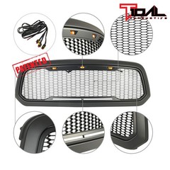 13-18 Ram 1500 Front Hood Grille Amber LED Lights ABS Shell
