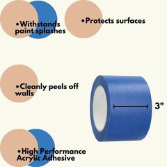 Blue Painters Tape 3″ x 60 Yards 5.5 Mil Premium Masking Packing Tape 16 Rolls