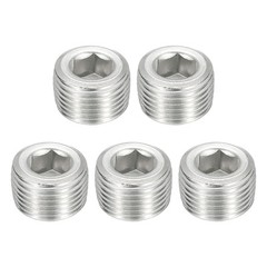 5Pcs Socket Pipe Plugs, NPT 3/8″Stainless Steel Hex Thread Pipe Caps, Silver