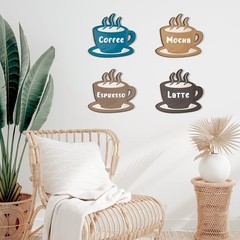 Blulu 4 Pieces Coffee Wooden 12 x 11 x 0.5 cm / 4.8 x 4.4 x 0.2 inches, Black