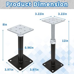 Adjustable House Floor Jacks, Post 8″ – 12″ Black