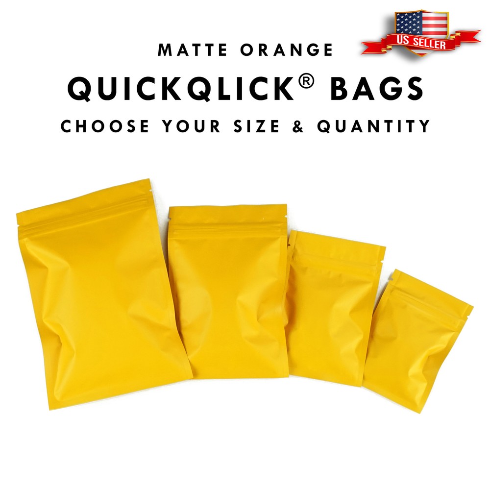 100/200/500 Matte Orange Mylar Foil Smell Proof Resealable Zip Seal Lock Bags