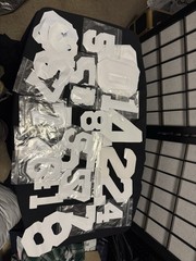 Large LOT VINYL & TWILL SPORTS 4″ 6″ 3″ 8″ NUMBERS Heat Transfer Press White