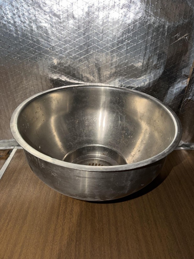 Vintage Stainless Steel Milk Strainer Bowl Large Silver Perforated Dairy Farm