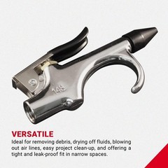 Milton (S-148) 1/4″ NPT Lever Blow Gun – Rubber and Safety Tip Single, Silver