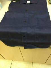 Lot of 2 Stanco Safety Flame Resistant Welding Jackets XL Navy Blue Cotton