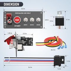 5 in 1 Ignition Switch Panel Boat Toggle Switch Panel DC 12V 30A Racing Switch P