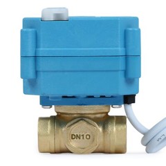 U.S. Solid 3 Way Electric Motorized Ball Valve 3/8 inch Brass 9-24V AC/DC