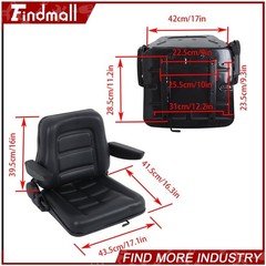 Findmall Universal Lawn Mower Forklift Tractor Seat W/ Sliding Track Armrest