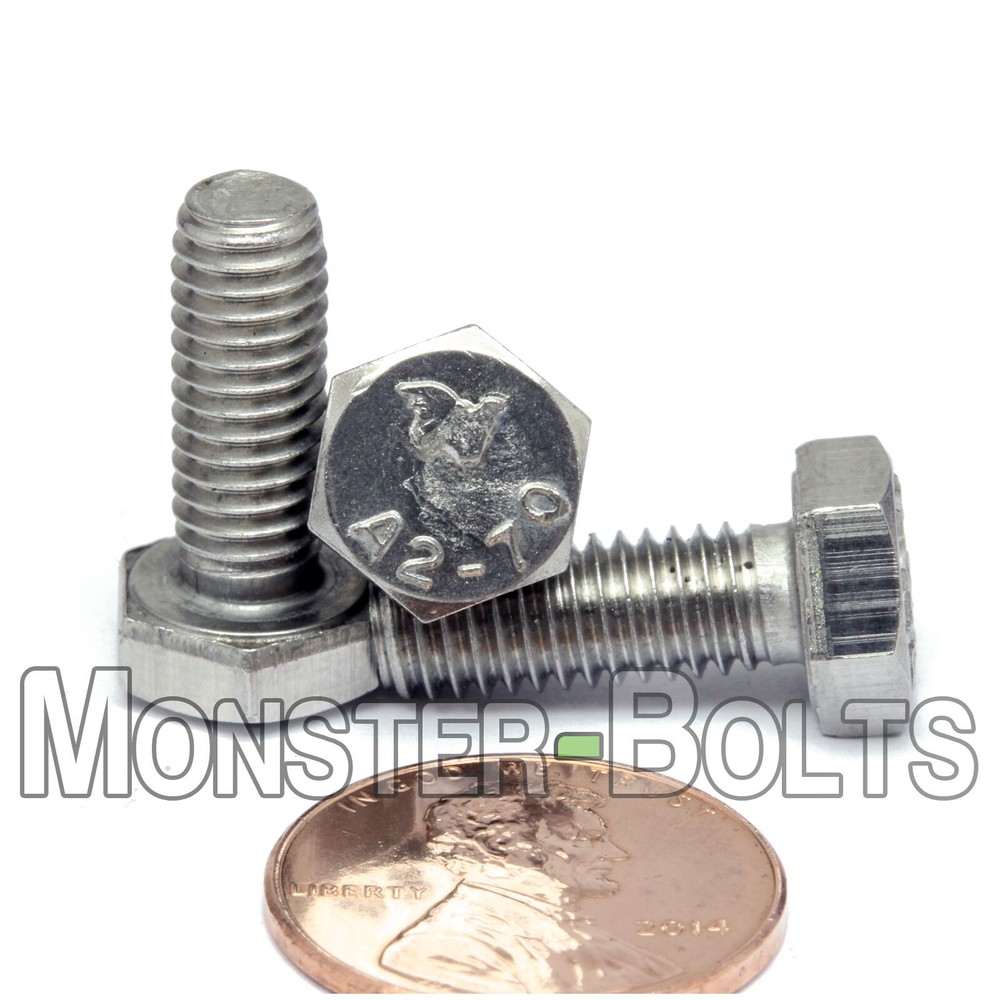 M6-1.00 x 16mm Stainless Steel Hex Cap Bolt / Screw, Coarse DIN 933 Tap A2 18-8