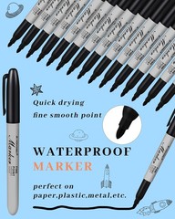 100 Pack Black Permanent Markers Bulk – Fine Point Permanent Marker Quick Drying