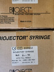 1 CASE, BIOJECTOR SYRINGES for BIOJECT 2000, 100 PER CASE 1CC NUMBER 5