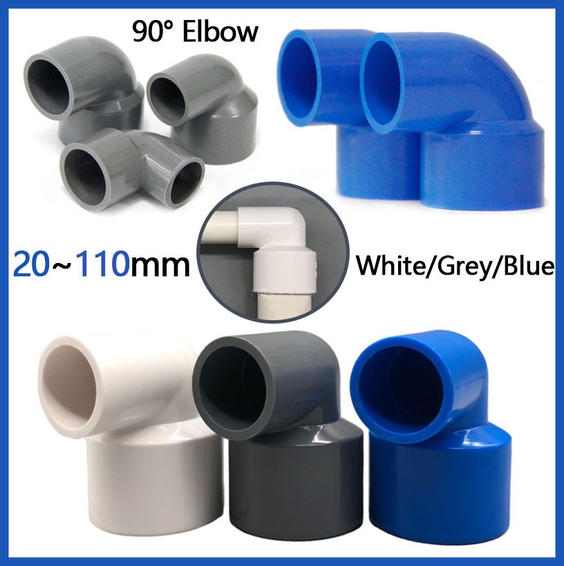PVC 3Color Reducing Fitting 90° Elbow Reducer Connector Socket Coupling 20~110mm