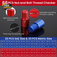 66Pc Nut Bolt Thread Checker SAE Metric Thread Gauge Size Checker Tool Set Kit