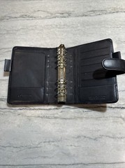 Franklin Covey Planner Nappa Leather Snap 6 Ring Binder Black Pockets Padded