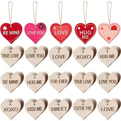 Blulu 100 Pcs Valentine Heart Unfinished Wooden Ornaments 2 in, Natural