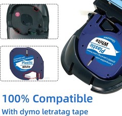 10PK Compatible Dymo LetraTag Refill 91331 Plastic White Label Tape 12mm LT-100H