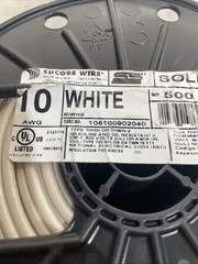 Encore 10 AWG THHN THWN-2 Solid Copper Electrical Wire White 500′