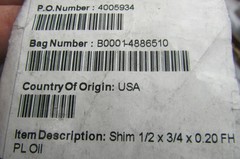 100 Thin Full Hardened Steel Arbor Shim Washers 3/4″ OD x 1/2″ ID x .020″ Thick