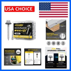 Metal Roofing Screws x 1-1/2″, 300 PCS, RUSPERT Hex Head Rubber Washer Sheet …