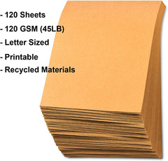 120 Sheets Kraft Paper Letter Sized (8.5X11 Inches) 120 GSM (45LB) Brown Station