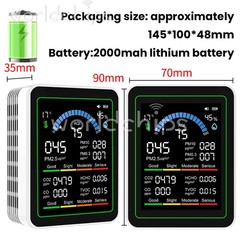 10-in-1 Air Quality Detector PM2.5 PM10 PM HCHO TVOC CO CO2 Formaldehyde Monitor
