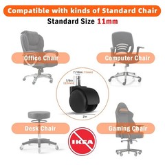 2″ Office Chair Wheels Set of 5 Heavy Duty 1000 lbs for Hardwood & Carpet