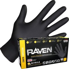 SAS Raven Black Nitrile Gloves Powder Free 7mil (10/Boxes of 100) (Large)