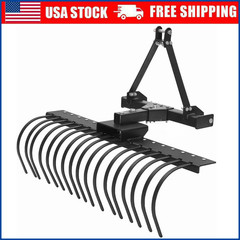 50” Landscape Rake, 3 Point Hitch Tractor Rake Fit for Category-0 Cat-1 Tractor