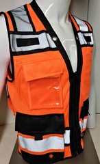 FX HIGH VISIBILITY Surveyor Two Tones Orange Safety Vest Mesh front & back