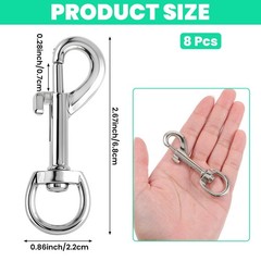 YBEATY 8 Pcs Swivel Eye 2.67 × 0.86 × 0.4 inches/6.8 × 2.2 × 1 cm, Sliver