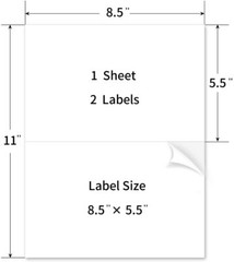 200-8000 Shipping Labels 8.5″ x 5.5″ Half Sheets Blank Self Adhesive 2 Per Sheet