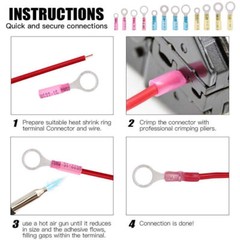 10-100PCS Wire Crimp Connectors Waterproof Heat Shrink Ring Terminals 22-10AWG