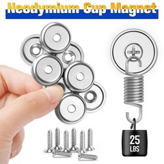 16Pack 40LBS Strong Magnets with Holes, Round Cup Magnets with Screws for Wall M
