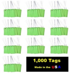 1000 pcs of 4 3/4″ x 2 3/8″ Size 5 Green Cardstock Hang Tag Tags with Wire 13 Pt