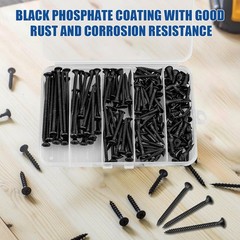 Wood Screws Assortment Kit, 168 PCS, High #6 x 1/2″, Black 168 pcs