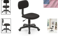 Contemporary Kids Office Chair – Adjustable Height & Cushioned Seat in Black