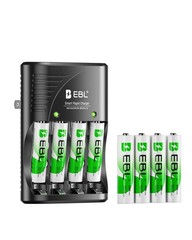 Ebl Rechargeable Aaa Batteries 8 Packs Smart Rapid Battery Charger Ac Wall Plug
