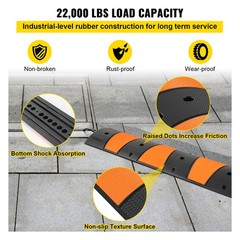 VEVOR Modular Rubber Speed Bump Driveway Cable Protector Ramp 6 Feet Set of 2