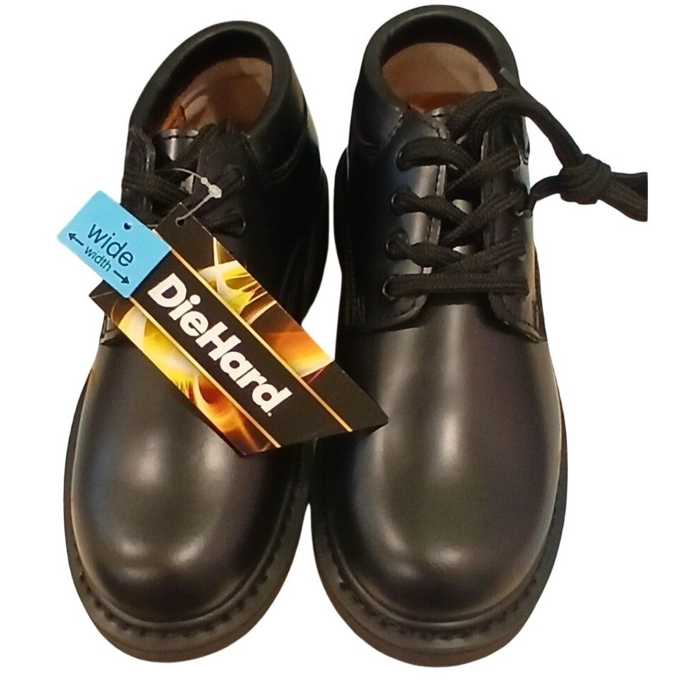 DieHard Men’s Black Oxford Work Shoes Wide Lace Up Safety Uniform Dress NEW