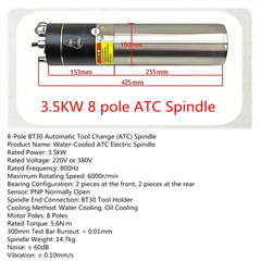3.5KW BT30 ATC Water Spindle Motor Automatic Tool Change 6000rpm/24000rpm+VFD