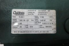 Dodge Quantis HB683CN140TC Inline Gear Drive Speed Reducer 2.68hp 73.30:1