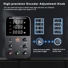 Variable DC Power Supply 30V 10A, Adjustable Bench Power Supply, USB Quick Charg
