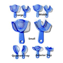 2Pcs/10Pcs Dental Autoclavable Plastic-Steel Impression Trays Blue Denture Model