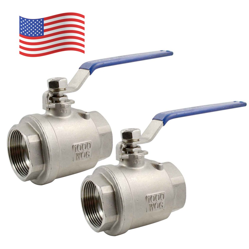 1-1/2 inch 1.5″ FF NPT Ball Valve,316 Stainless Steel Full Port,2-Piece 2Pack