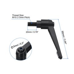 4pcs M10 x 20mm Black Oxide Carbon Steel Stud Adjustable Clamping Lever Handles