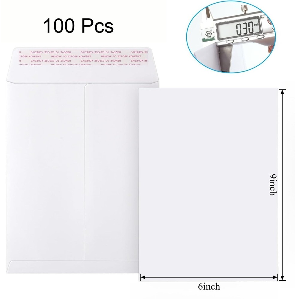 100 Pack Catalog Mailing Envelopes Mailers Peel Self Seal White 6×9/9×12/10×13