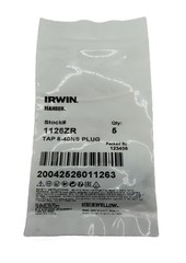 Irwin 1126ZR Straight Flute Tap Right Hand Cutting #8-40 Thread 4 Flutes (5 Pk)